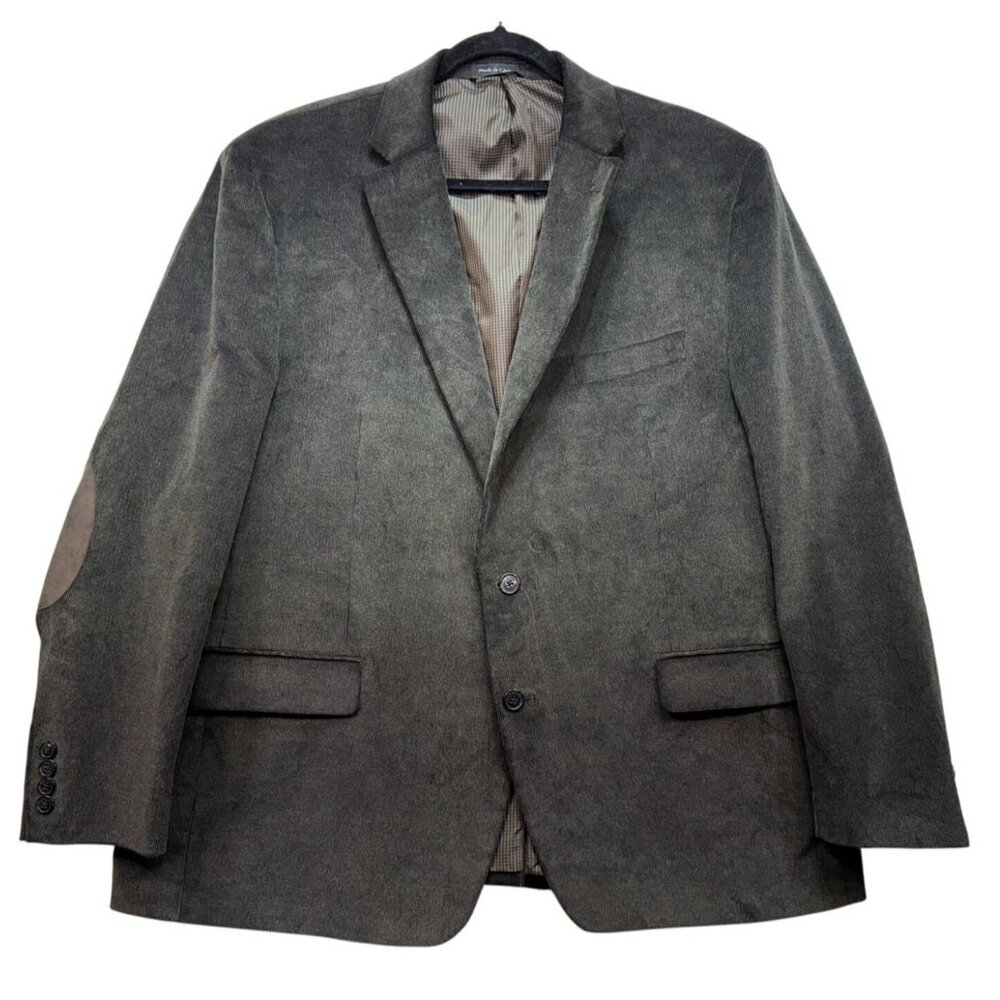 Chaps Mens Soft Corduroy Blazer Jacket 48R Brown Elbow Patches Preppy Scholar